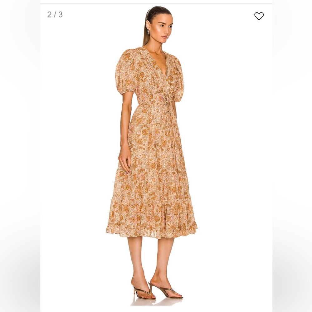 Ulla Johnson Orange And Cream Midi Dress - image 2